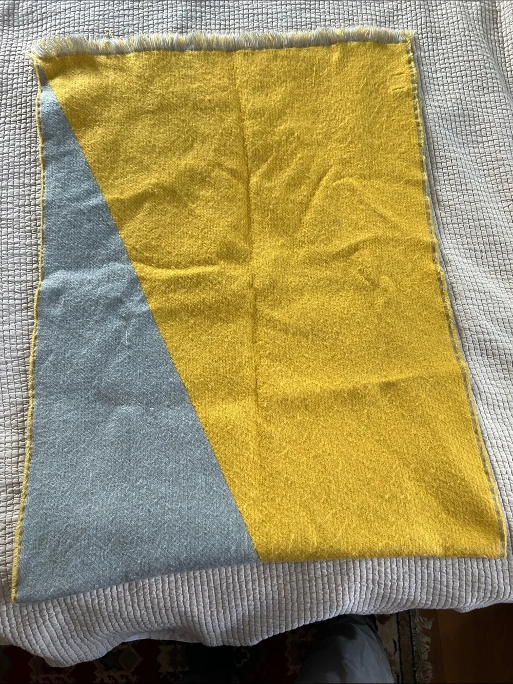 Two-Tone Yellow and Gray Cozy Shawl